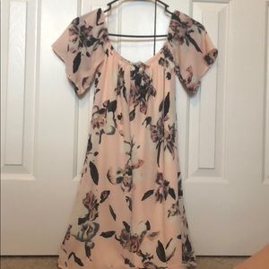 Off The Shoulder Pink Floral Dress